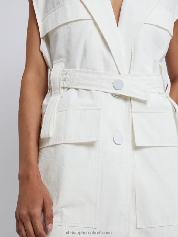 veste sans manches avec ceinture 4680H173 blanc vêtements Christopher Esber
